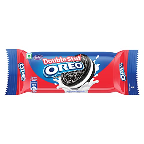 Image of Cadbury Refined Wheat Flour,Sugar,Edible Vegetable Fat, Cocoa Solids (2.3% X ),Invert Sugar ( 500(Ii),503(Ii)), Edible Salt,Emulsifier (322), Vanilla, 75 Gm Oreo Double Stuf Cream Biscuit, 75G