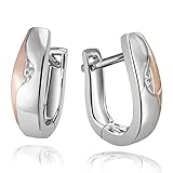 schöne Verpackung Goldmaid Damen-Creolen 925 Sterlingsilber rot vergoldet 2 weiße Zirkonia Ohrringe rosegold Schmuck