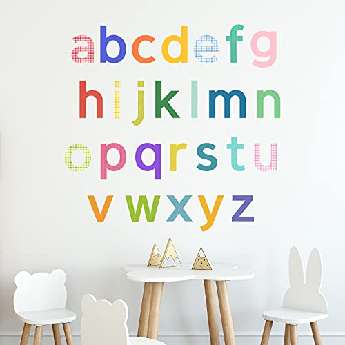 DECOWALL DW-1908 Pattern Alphabet Kids Wall Stickers Wall Decals Peel and Stick Removable Wall Stickers for Kids Nursery Bedroom Living Room d?cor