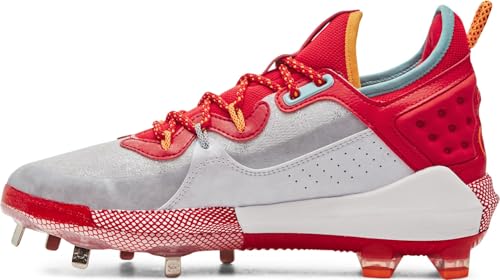 Under Armour Men's UA Harper 8 Low ST Baseball Cleats - High Energy Return and Ultimate Traction 12 White-red
