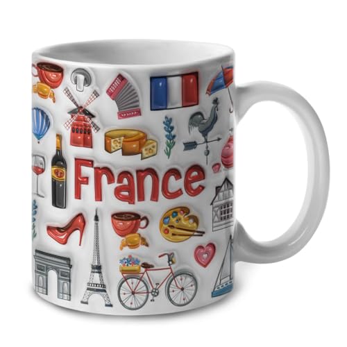 Taza de cerámica con diseño de símbolos franceses 11oz miniatura 1