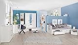 roba Jugendzimmer-Set 'Sylt' 5-tlg, weiß, inkl. Tagesbett 90x200cm, Schreibtisch, 3-türigen Kleiderschrank mit Spiegeltür, Schreibtisch, Kommode mit 3 Schubladen, Nachttisch