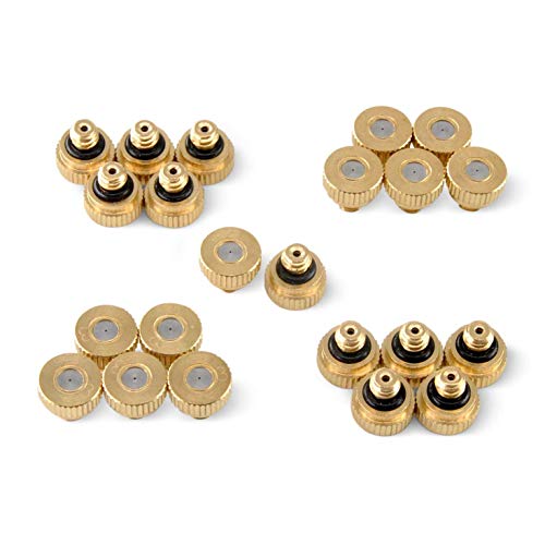 RuoFeng Mister Nozzles Brass for Outdoor Cooling System Low-Pressure Atomizer 22 pcs Orifice 0.02