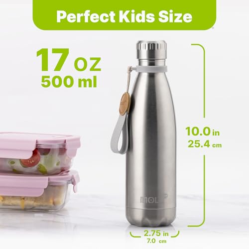 Image of 17oz Stainless Steel Water Bottle,Double Walled Vacuum Leakproof,Silver