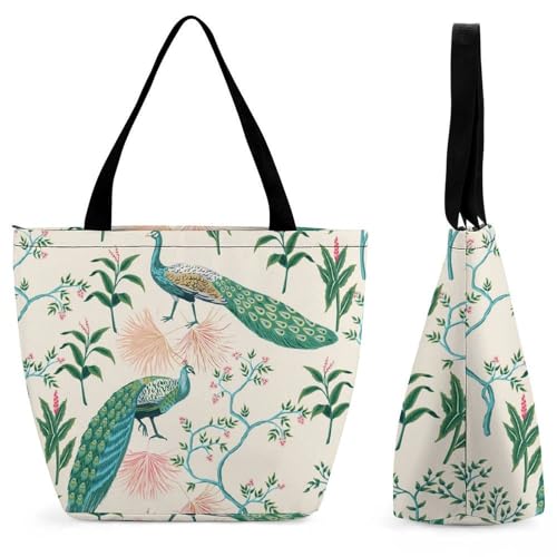 Sac de shopping pour voyage fleur paon grand sac à main bandoulière