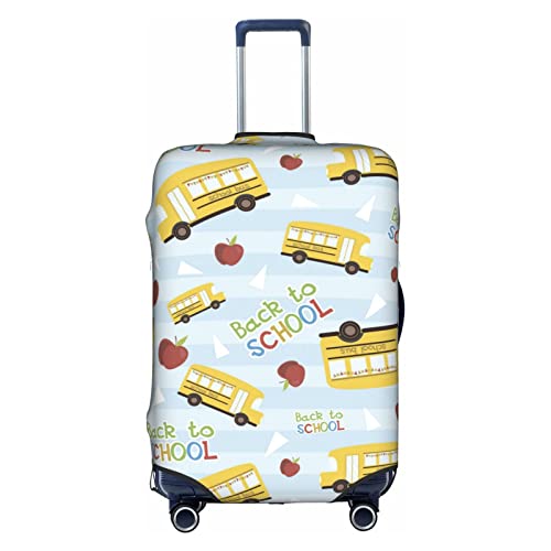 Back To School Bus Travel Luggage Cover Fits 18-32 Inch Luggage, Elastic Suitcase Cover Protector with Concealed Zipper for Wheeled Suitcase Tsa Approved