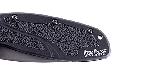 Image of Kershaw Blur,Black Serrated(1670BLKST); Folding Knife with All-Black Body,Partially Serrated 3.4 inch 14C28N Steel Blade,Anodized Aluminum Handle with Trac-Tec Grip,Reversible Pock lip; 3.9OZ