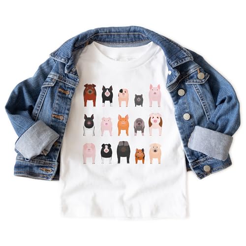 Pigs In A Row Kids Shirt - Cute Pig Species Farm Barn Animals Outfit - Cute Girls & Boys Natural Toddler Youth Graphic Tee3