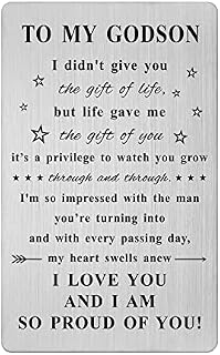 Jzxwan Godson Gifts from Godmother, Personalized Godson Birthday Card, Godson Graduation Baptism Christmas Wallet Card, Godson Present for Boys from Godparents
