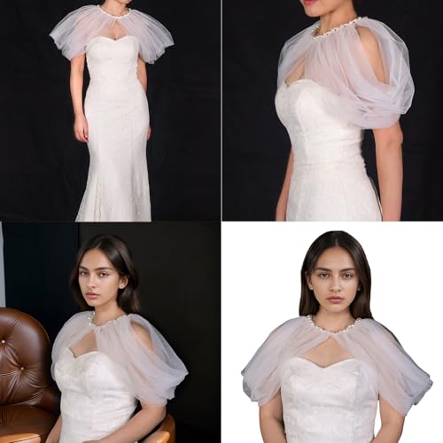 Tulle Shawl Shoulder Covering Bride Shoulder Wrap Capes Shawl for Wedding Evening Costume2