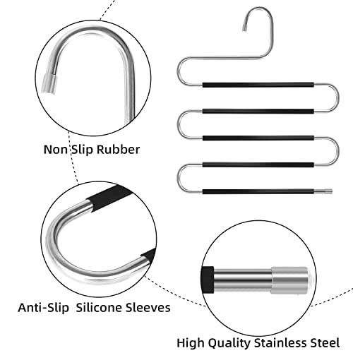 Pant Hangers Space Saving - 10 Pcs Black Pants Hangers S Hangers For Jeans Hangers For Closet #TOP2