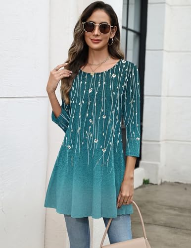 Image of Zeagoo Women Tops 3 /4 Sleeve Dressy Casual Plus Size Tunics Loose Blouses