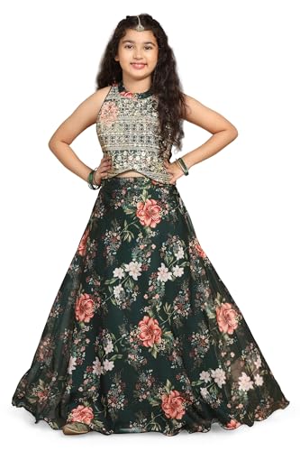 Image of Fashion Dream Girl's Organza Readymade Tabby Lehenga Choli |Lehenga |Traditional Lehenga Choli