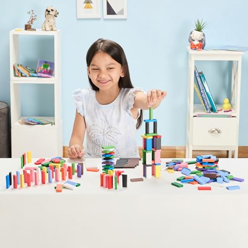 Amazon Brand - Jam & Honey Wooden Blocks/Dominoes Board Game for Kids - 240 Pieces | Creativity | Education (with Storage Box)