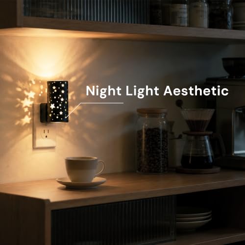 Image of L LOHAS LED Night Light, Night Lights Plug into Wall,Star Nightlights,3000K | Dimmable Nightlight for Kids Room, Etched Star Design, Auto Light Sensor,Rotatable Plug,Adults Toddler Hallway Bedroom,2 Pack