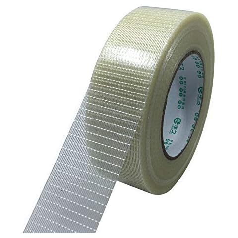 TOOLSTAR Glass Fiber Tape, 12mm*20m Heavy Duty Strapping Transparent Mesh Fiber Tape Single Side Adhesive Tape for Packaging Sealing, Alloy bonding, Wood bonding (Pack of 1) Cover