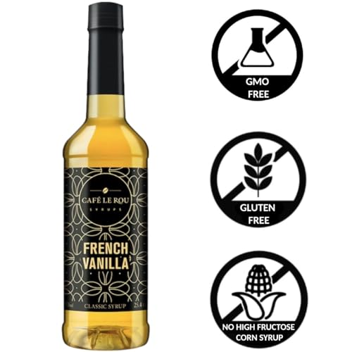 Image of NEW Cafe Le Rou French Vanilla Classic Syrup - 25.4 oz, 1 Pack with 1 Gold Pump Dispensers 25.4 Fl Oz (Pack of 1)