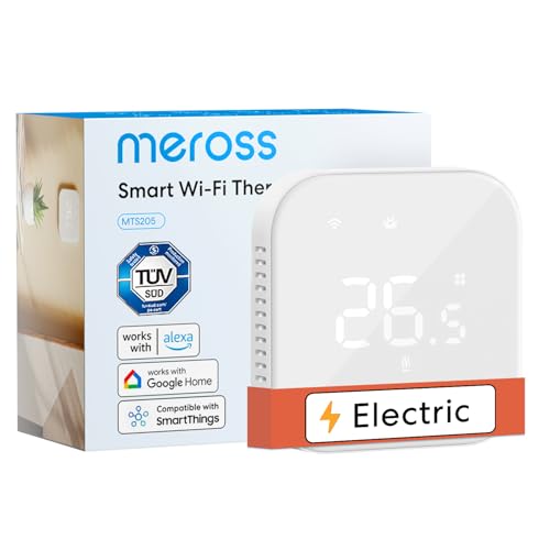 Meross Thermostat Connecté, Thermostat Chauffage Électrique, Thermostats WiFi, 16A, Compatible avec Alexa et Google Home, Commande Vocale et Contrôle à...