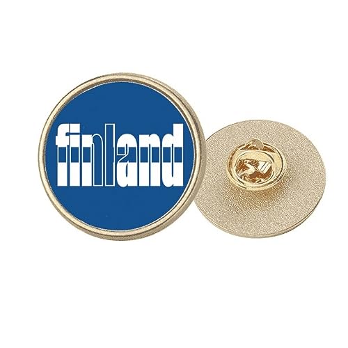 Broche Finlande ronde métal doré drapeau pin's badge vêtement M