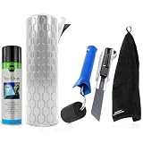 HASKYY 2 mq Tappetino isolante in alluminio e butilene autoadesivo 50x400 cm incluso set di pulizia per la superficie - detergente al citrus, asciugamano 50x30 cm e taglierino