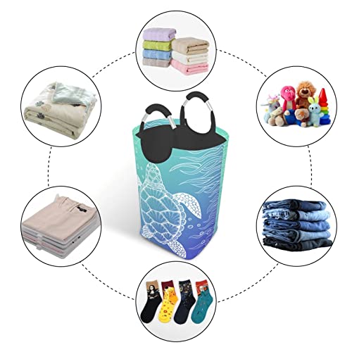 Duduho Sea Turtle Ocean Animal Laundry Basket With Handles Laundry Hamper Toys Storage Organizer Foldable Bucket Washing Bin Dirty Clothes Bag For Home Bathroom Bedroom Dorm #TOP5