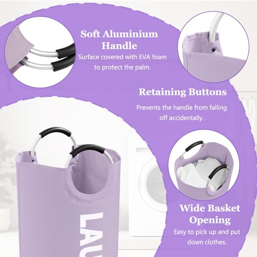 Image of 2Pack 95L Purple Collapsible Laundry Basket for Students, Large Laundry Hamper with Handles, Portable Dirty Clothes Hamper, 600D Oxford Fabric Storgae Basket for Bathroom, Dorm