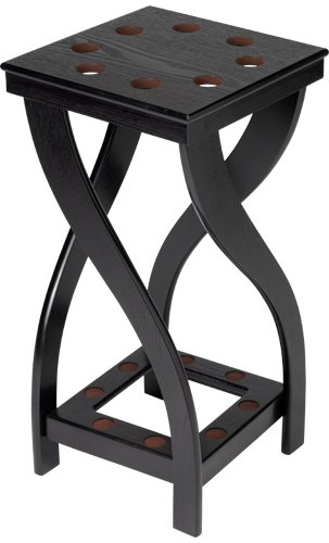 8 Cue Twist Shaped Stained Wood Cue Rack, Midnight