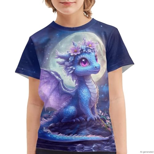 Image of WELLFLYHOM Kids Tshirts Girls Boys Short Sleeve Crewneck Tees Shirts Casual Sport Pullover Tops Size 3-16 Years