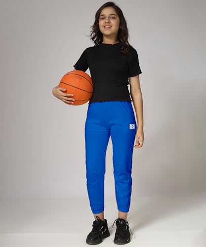 Image of KYDA KIDS Girls Mid Rise 100% Pure Cotton Track Pants | Regular Fit Elastic Waist Casual Wear | Soft Comfortable Kids Trousers (Pack of 2)