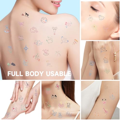 Image of MAYCREATE 8 Sheets Temporary Tattoo Mixed Styles Small Tattoo Sticker Last Long Realistic Tattoos for Women Girls Sweatproof Stickers Set for Body, Hand, Nails