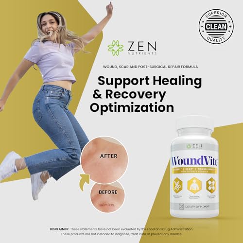 Image of Zen Nutrients WoundVite Pre & Post Surgery Support, Scar & Wound Care, Scar Treatment, Plastic & General Surgery, Heal Faster & Aids in Recovery Time w /Bromelain, Turmeric & Arnica - 60 Vegan Caps