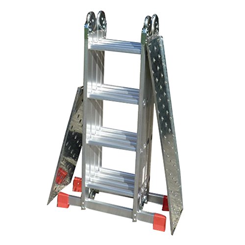 Home Master® Escalera Multifuncional | Escalera de Tijera, Extensible y combinada | Certificación EN131 | Carga máxima: 150 kg | Patas de Goma Antideslizantes | Dimensiones: 4 x 4 + peldaño