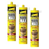 UHU Madera Max Express- Adhesivo de Construcción para madera, beige, cartucho 380g (Paquete de 3)
