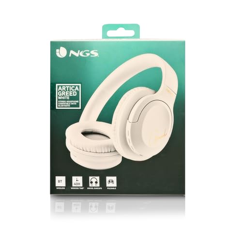 Ngs Artica Greed White - Cuffie Sovraurali Senza Fili, Compatibili Con La Tecnologia Bluetooth, Leggero E Pieghevole, Microfono Incorporato, Batteria 40 Ore, Colore Bianco - 12