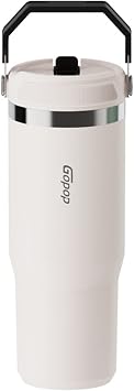 Classic Flip Straw Tumbler, 30 oz Stainless Steel Vacuum Insulated Tumbler, Stainless Steel Water Bottle with Double-Wall Insulation White