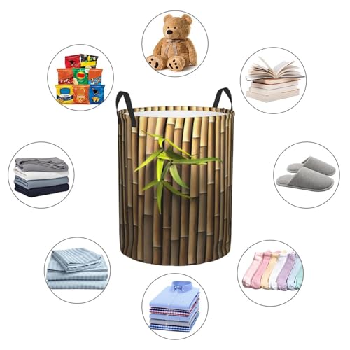 Panier à linge haut en bambou véritable au design imprimé printemps