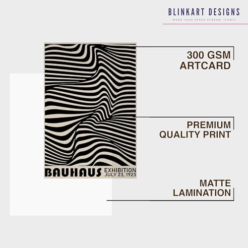 Image of BLINKART Vintage Bauhaus Retro Geometric Aesthetic Poster Gallery | Colorful Wrap Framed For Home Office Studio Living Room Modern Art Studio Decoration Abstract Shapes | (d148) | 13x10 Inch