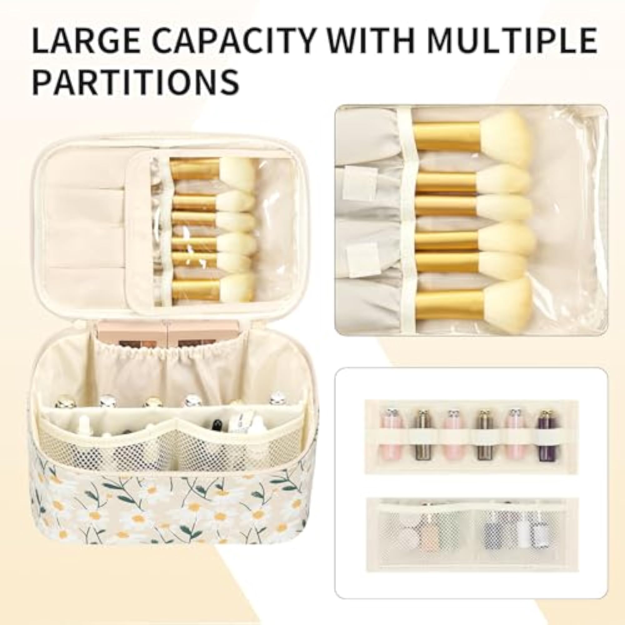 Travel Makeup Bag, Portable Cosmetic Bag with Organiser