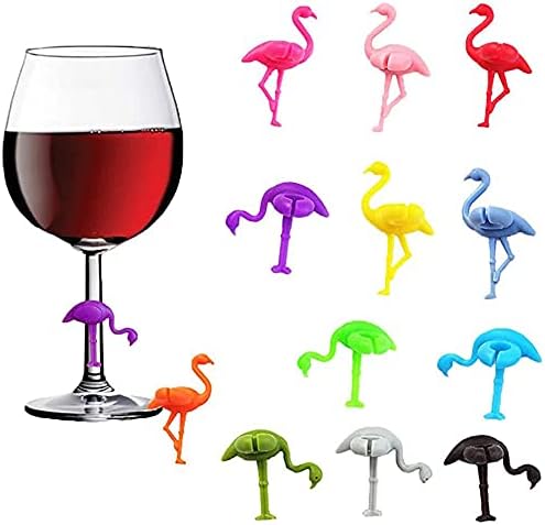 12-Pack Flamingo Wine Charms - Silicone Glass Markers For Parties, Weddings & Girls' Night