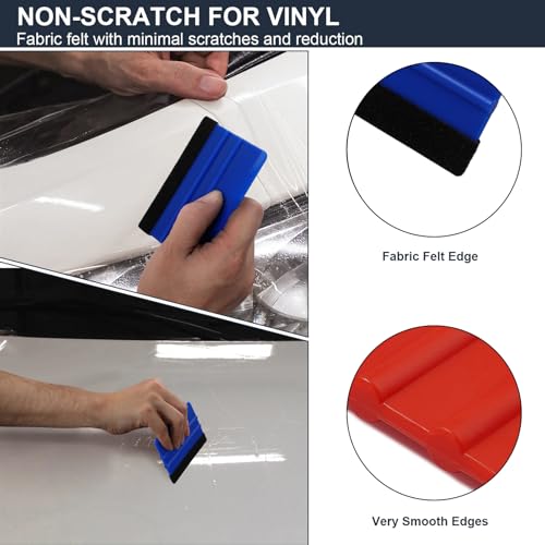 2 Stück rakel für folie,kunststoffspachtel für folienrakel,folierungs werkzeug,rakel set filzrakel werkzeug,auto fensterfolie scheibentönungsfolie rakelset,indow filzkante spachtel tasche squeegee