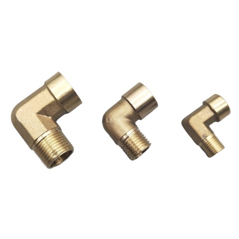 Accesorios De Tubería En Codo Acoplador de conector de montaje de tubería de codo de latón de 90 grados de rosca hembra x macho for adaptador de cobre de combustible de agua Para Conexiones(M,1")