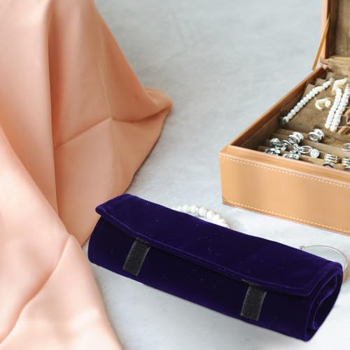 Bolsa de almacenamiento para joyas enrollable estuche compacto azul 7