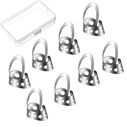 8 piezas de púas para dedos diseño inoxidable ajustable guitarra acústica banjo y accesorio...