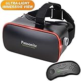 Pansonite 3D VR Glasses Virtual Reality Headset with Remote Controller for VR Games & 3D Movies, Lightweight and Comfortable with Adjustable Lenses & Head Strap,Fit for iOS & Android Smartphone