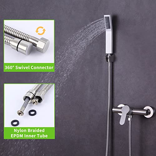 Handheld Shower Hose 79", Angle Simple Stainless Steel Flexible Shower Sprayer Hose, Replacement Shower Hose 1/2" Ips, Shower Extension Hose, Brushed Nickel #TOP5