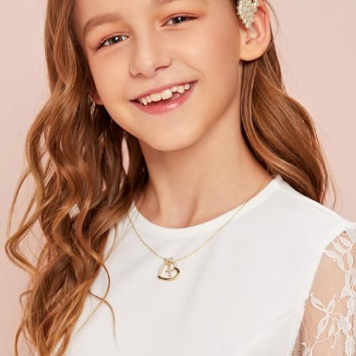 Heart Cross Necklace for Teen Girls,14K Gold Plated with CZ Stones, Birthday Christmas Everyday Wear Religious Jewelry Gift for Daughters, Granddaughters, Nieces2