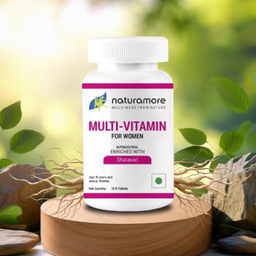 Naturamore Multi-Vitamin for Women with Shatavari, 30 Tablets, Daily Nutritional Support, Vitamin B12, Adult, Unflavoured Naturamore Multi-Vitamin for Women with Shatavari, 30 Tablets, Daily Nutritional Support, Vitamin B12, Adult, Unflavoured