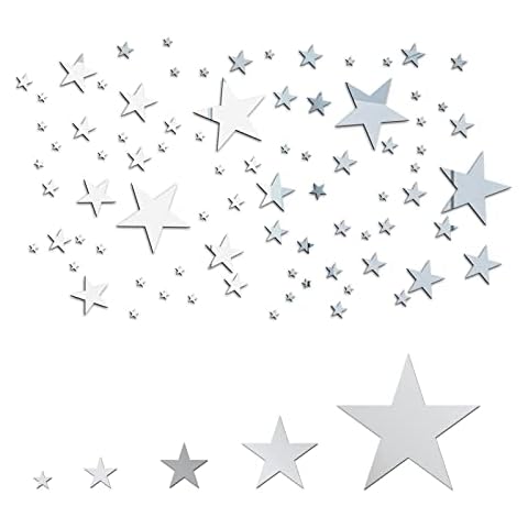 82 Piezas Estrella Pegatinas Pared Espejo 3D Acrílico Cover
