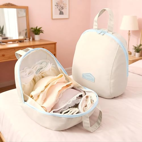 Bolsa de armazenamento de roupa íntima 3 em 1, acessórios de viagem, organizadores de embalagem dobrável para lingerie e roupas íntimas, azul