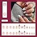 Flower Press on Nails White French Tip Fake Nails Medium Almond False Nails with Pearl Design 5D Floral Glue on Nails Glossy Artificial Acrylic Full Cover Spring Stick on Nail for Women Manicure